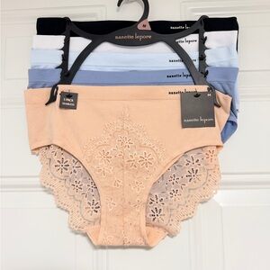 Nanette Lepore Peach Lace & Light Blue Seamless Hipster Panties - 5 Pack